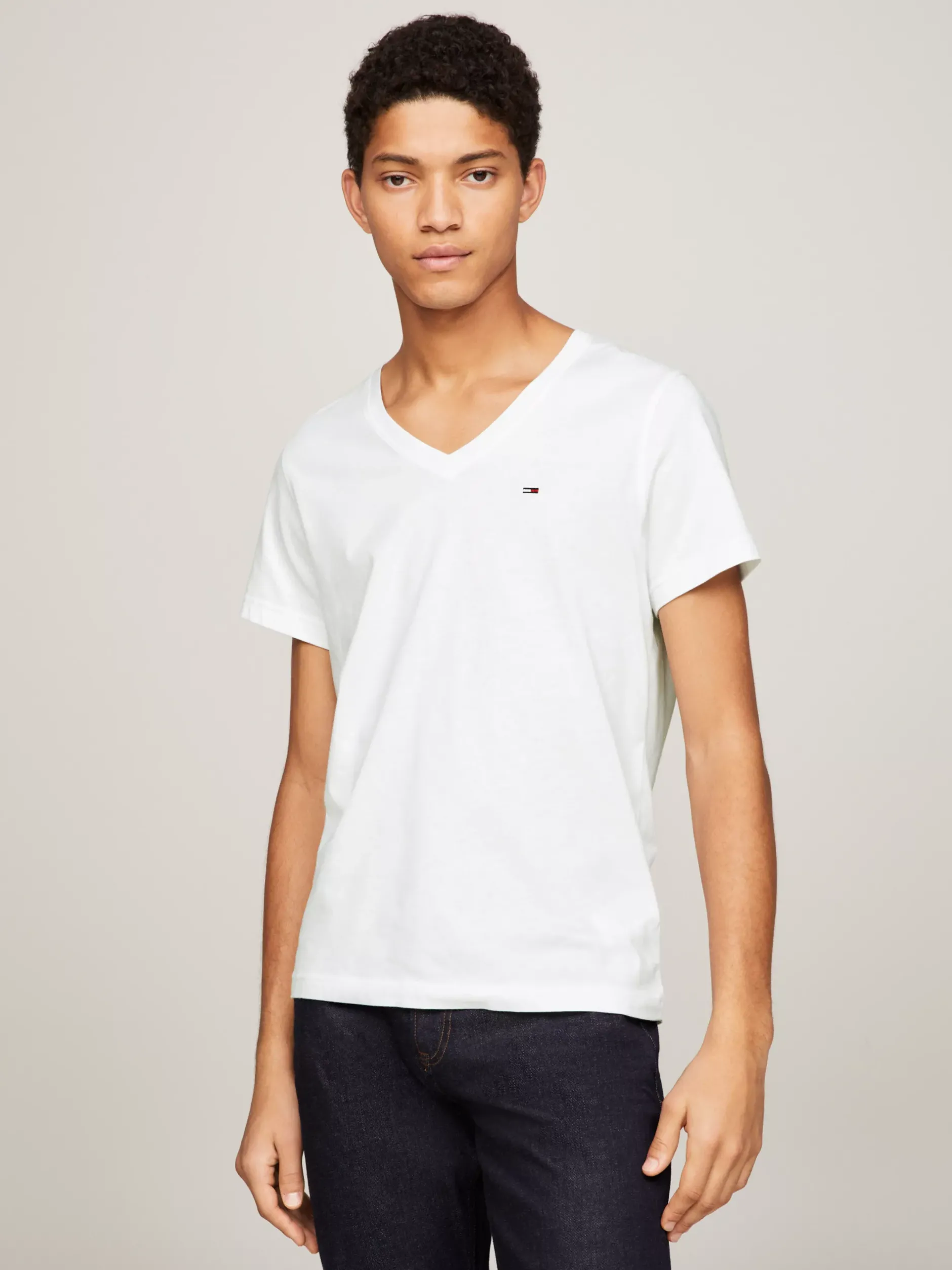 T-Shirty*Tommy Hilfiger T-shirt Z Dekoltem W Kształcie Litery V CLASSIC WHITE