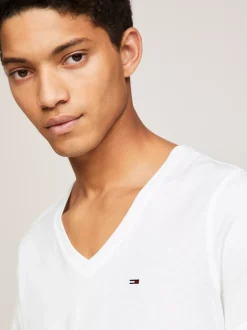 T-Shirty*Tommy Hilfiger T-shirt Z Dekoltem W Kształcie Litery V CLASSIC WHITE