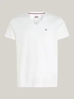 T-Shirty*Tommy Hilfiger T-shirt Z Dekoltem W Kształcie Litery V CLASSIC WHITE