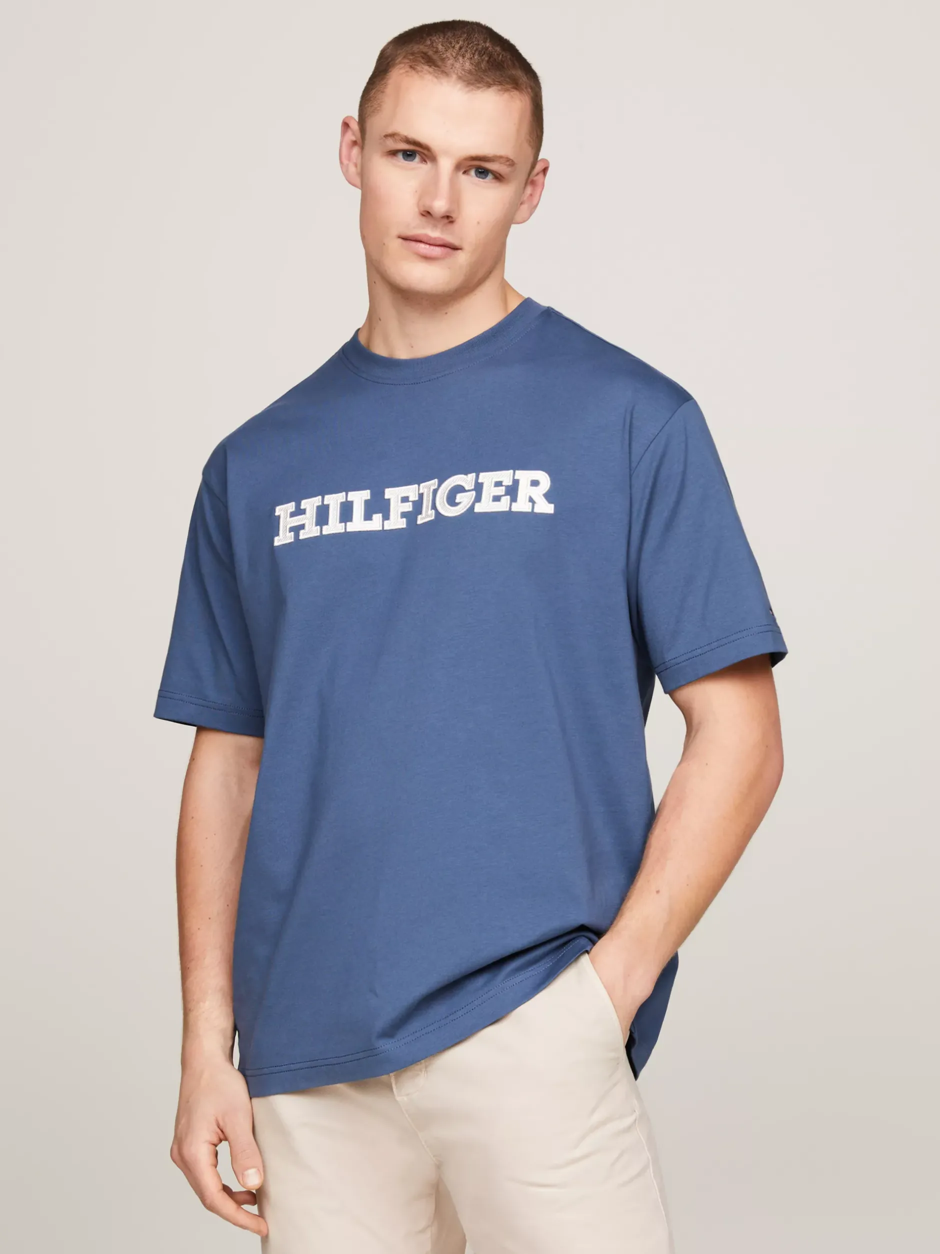 T-Shirty*Tommy Hilfiger T-shirt Z Diagonalu Z Wyhaftowanym Logo AEGEAN SEA