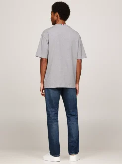 T-Shirty*Tommy Hilfiger T-shirt Z Diagonalu Z Wyhaftowanym Logo MEDIUM GREY HEATHER