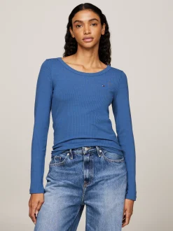 T-Shirty*Tommy Hilfiger T-shirt Z Długim Rękawem I Dekoltem W łódkę FOSSIL BLUE