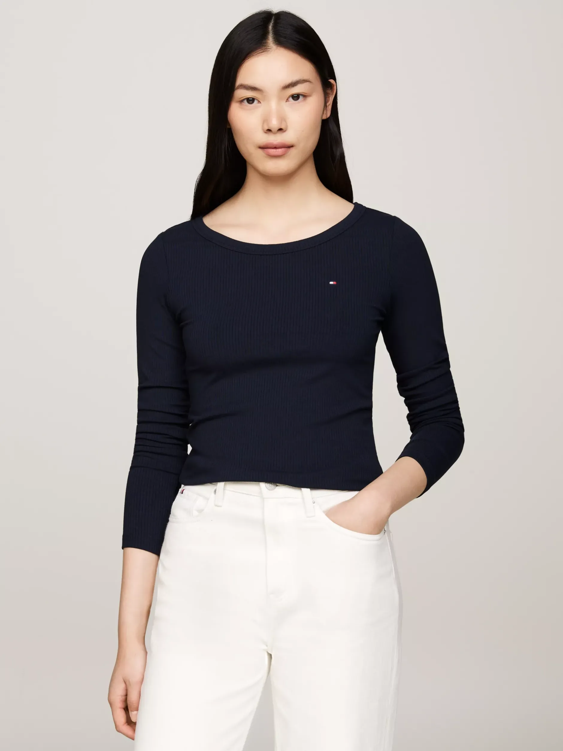 T-Shirty*Tommy Hilfiger T-shirt Z Długim Rękawem I Dekoltem W łódkę DESERT SKY