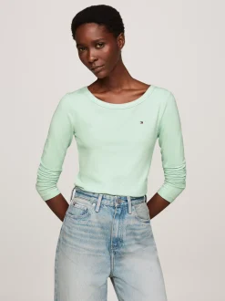 T-Shirty*Tommy Hilfiger T-shirt Z Długim Rękawem I Dekoltem W łódkę MINTY ESSENCE