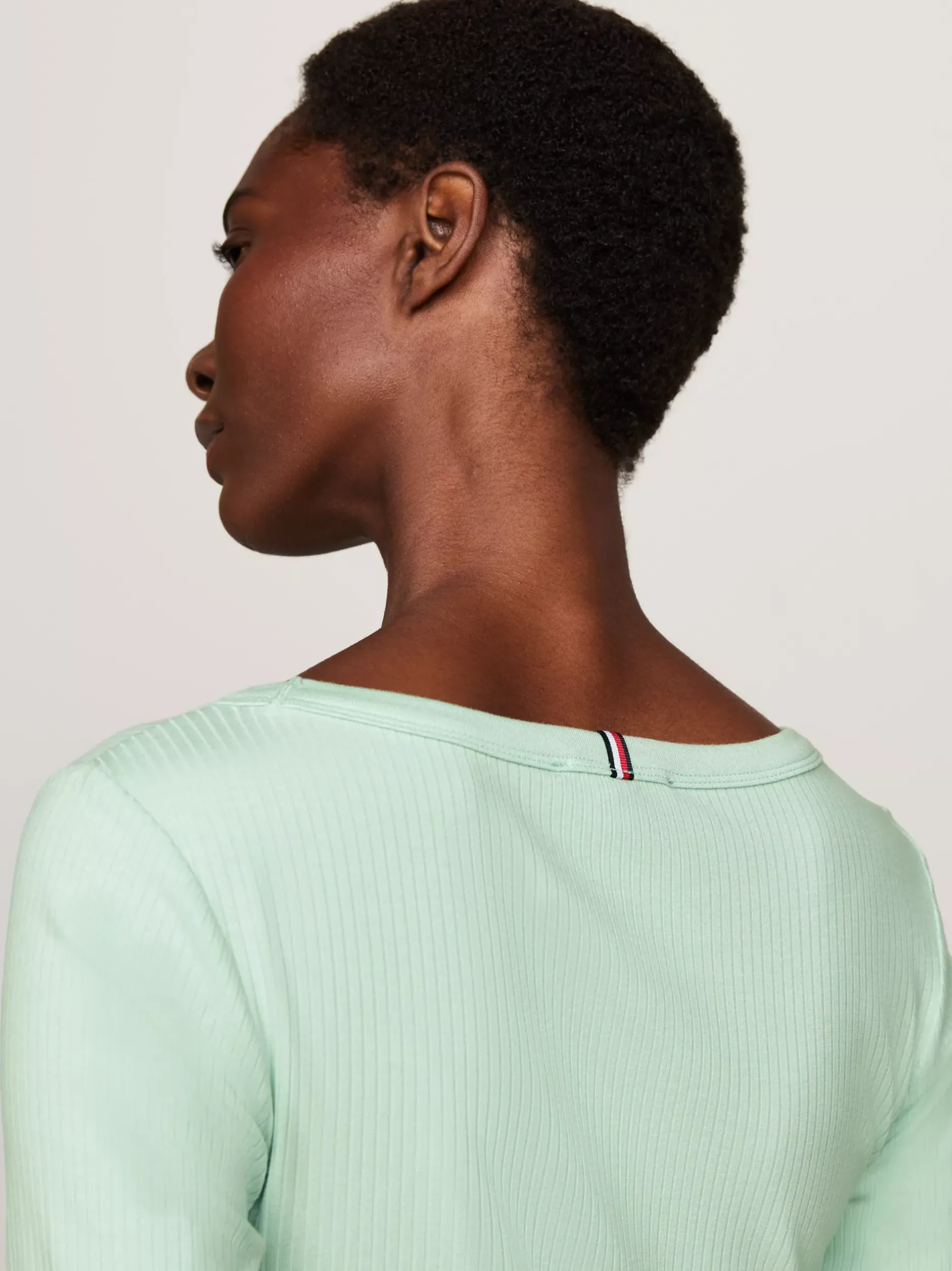 T-Shirty*Tommy Hilfiger T-shirt Z Długim Rękawem I Dekoltem W łódkę MINTY ESSENCE