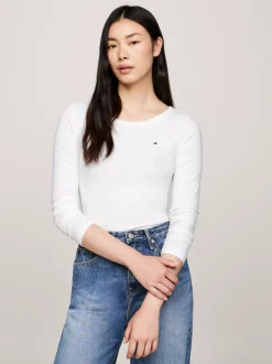 T-Shirty*Tommy Hilfiger T-shirt Z Długim Rękawem I Dekoltem W łódkę ECRU