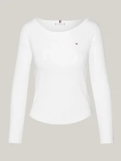 T-Shirty*Tommy Hilfiger T-shirt Z Długim Rękawem I Dekoltem W łódkę ECRU