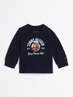 Dziewczynki|Chłopcy*Tommy Hilfiger T-shirt Z Długim Rękawem I Flokowanym Logo DESERT SKY