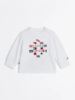 Dziewczynki|Chłopcy*Tommy Hilfiger T-shirt Z Długim Rękawem I Flokowanym Logo WHITE