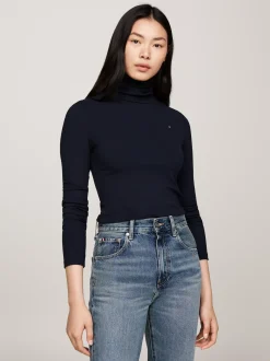 T-Shirty*Tommy Hilfiger T-shirt Z Długim Rękawem I Golfem DESERT SKY