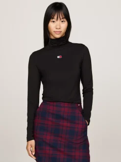 T-Shirty*Tommy Hilfiger T-shirt Z Długim Rękawem I Naszywką Tommy BLACK