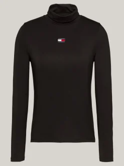 T-Shirty*Tommy Hilfiger T-shirt Z Długim Rękawem I Naszywką Tommy BLACK
