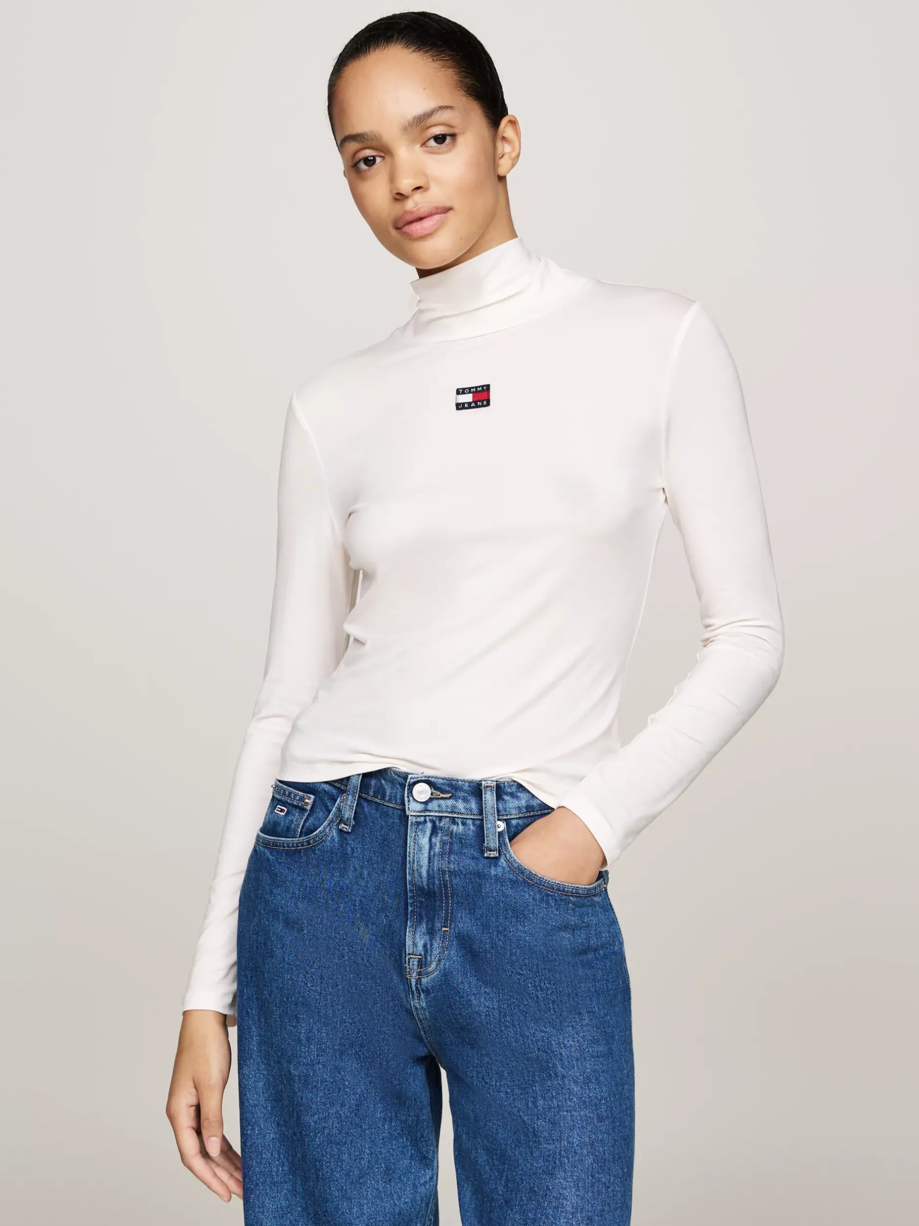 T-Shirty*Tommy Hilfiger T-shirt Z Długim Rękawem I Naszywką Tommy ANCIENT WHITE