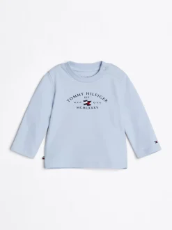 Dziewczynki|Chłopcy*Tommy Hilfiger T-shirt Z Długim Rękawem I Okrągłym Dekoltem BREEZY BLUE