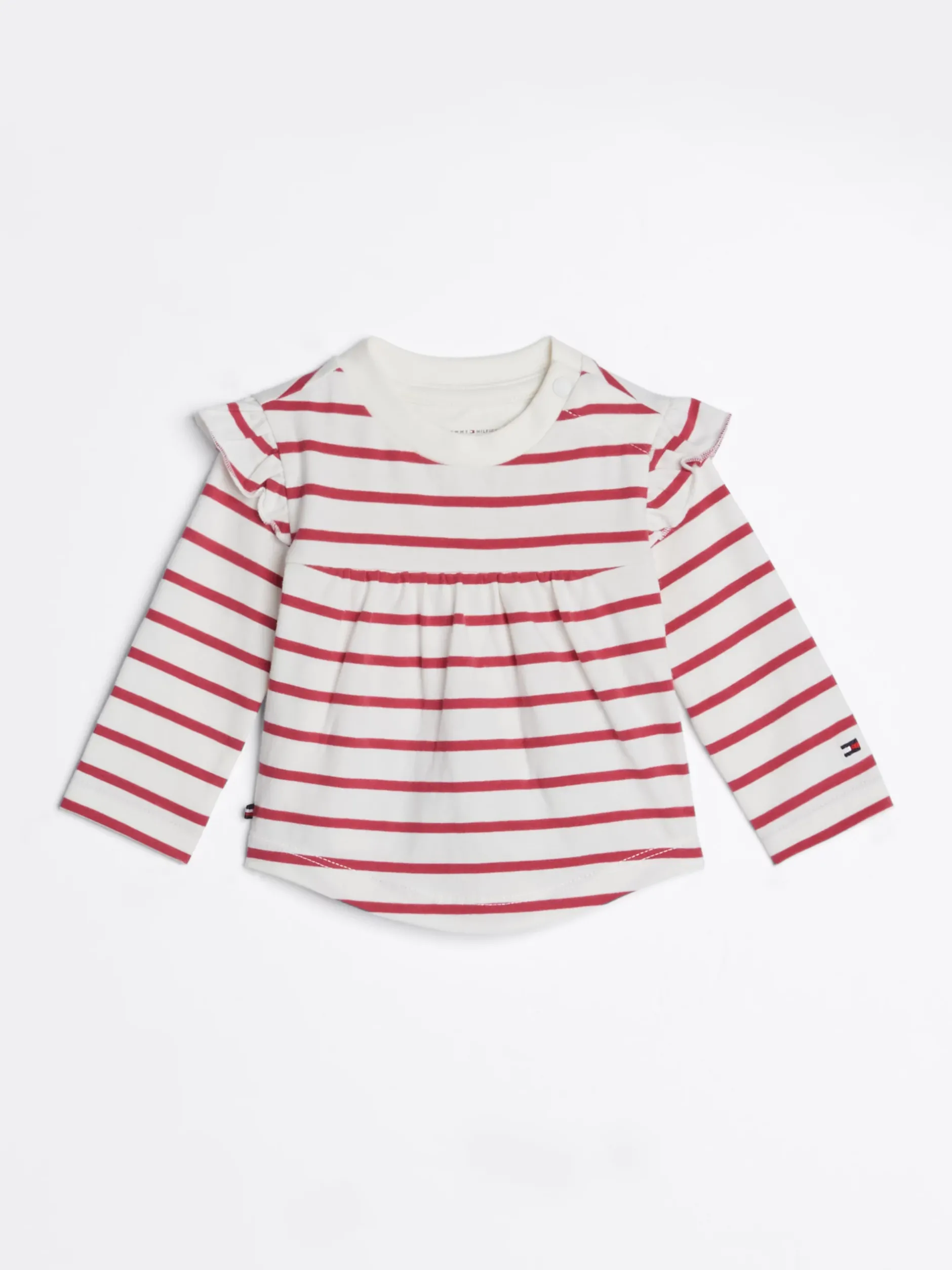 Dziewczynki|Chłopcy*Tommy Hilfiger T-shirt Z Długim Rękawem W Paski Z Falbankami HERITAGE PINK STRIPE