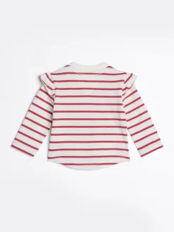 Dziewczynki|Chłopcy*Tommy Hilfiger T-shirt Z Długim Rękawem W Paski Z Falbankami HERITAGE PINK STRIPE