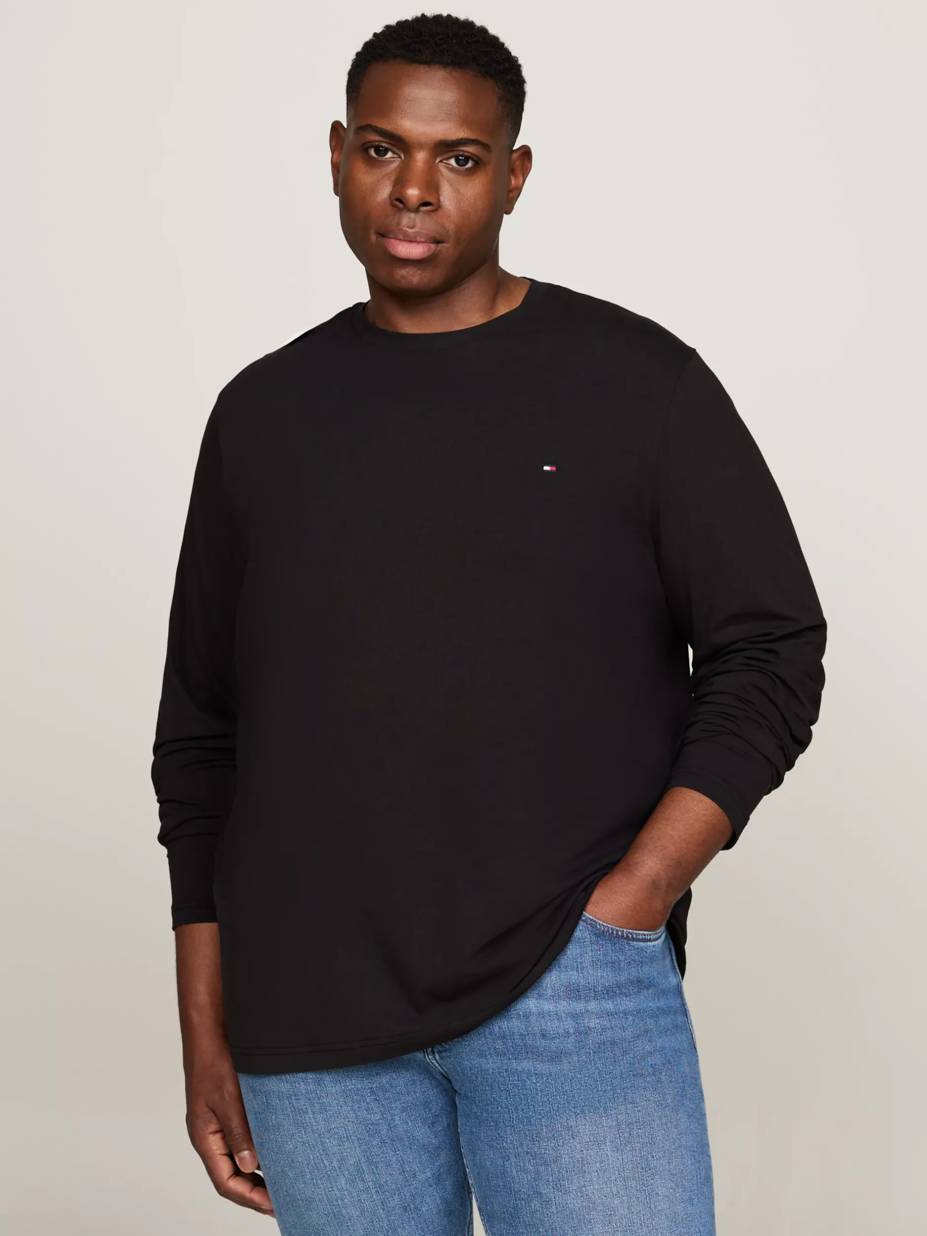 T-Shirty*Tommy Hilfiger T-shirt Z Długim Rękawem Z Kolekcji Plus BLACK
