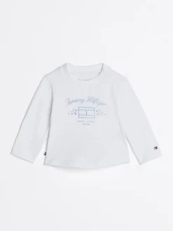 Dziewczynki|Chłopcy*Tommy Hilfiger T-shirt Z Długim Rękawem Z Metalicznym Logo WHITE