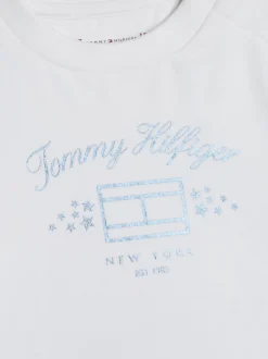 Dziewczynki|Chłopcy*Tommy Hilfiger T-shirt Z Długim Rękawem Z Metalicznym Logo WHITE
