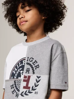 T-Shirty I Koszulki Polo*Tommy Hilfiger T-shirt Z Dwuczęściowym Logo GREYS HEATHER MIX