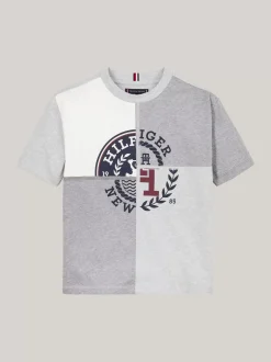 T-Shirty I Koszulki Polo*Tommy Hilfiger T-shirt Z Dwuczęściowym Logo GREYS HEATHER MIX