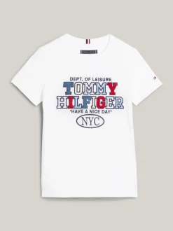 T-Shirty I Koszulki Polo*Tommy Hilfiger T-shirt Z Dzianiny Pętelkowej Ze Sloganem WHITE