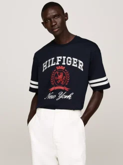 T-Shirty*Tommy Hilfiger T-shirt Z Emblematem I Dużym Logo DESERT SKY