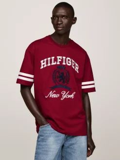 T-Shirty*Tommy Hilfiger T-shirt Z Emblematem I Dużym Logo ROUGE