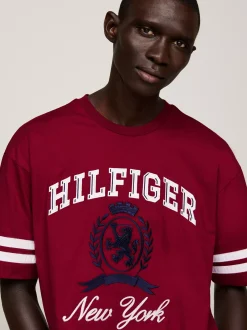 T-Shirty*Tommy Hilfiger T-shirt Z Emblematem I Dużym Logo ROUGE