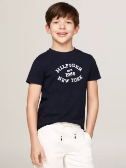 T-Shirty I Koszulki Polo*Tommy Hilfiger T-shirt Z Flokowanym Logo Hilfiger DESERT SKY