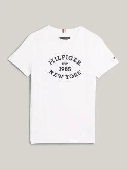 T-Shirty I Koszulki Polo*Tommy Hilfiger T-shirt Z Flokowanym Logo Hilfiger WHITE