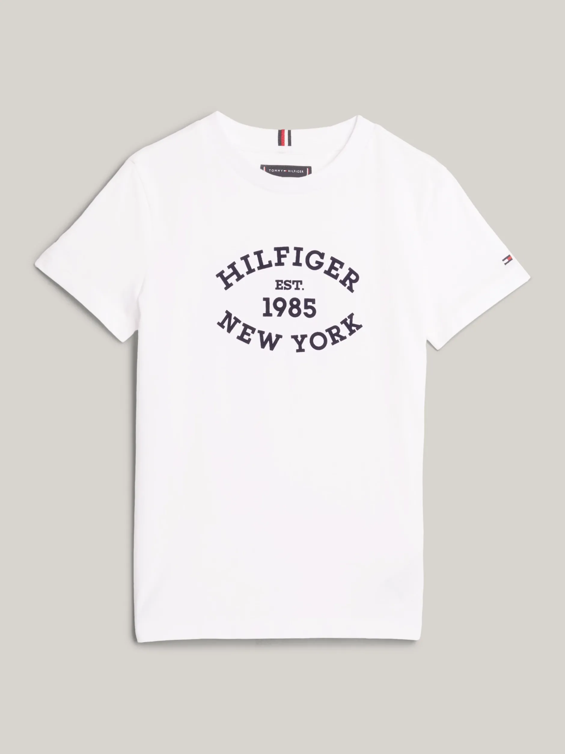 T-Shirty I Koszulki Polo*Tommy Hilfiger T-shirt Z Flokowanym Logo Hilfiger WHITE