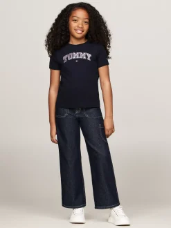 Topy I T-Shirty*Tommy Hilfiger T-shirt Z Foliowym Logo W Stylu Varsity DESERT SKY