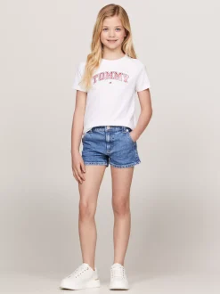 Topy I T-Shirty*Tommy Hilfiger T-shirt Z Foliowym Logo W Stylu Varsity WHITE