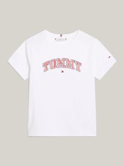 Topy I T-Shirty*Tommy Hilfiger T-shirt Z Foliowym Logo W Stylu Varsity WHITE