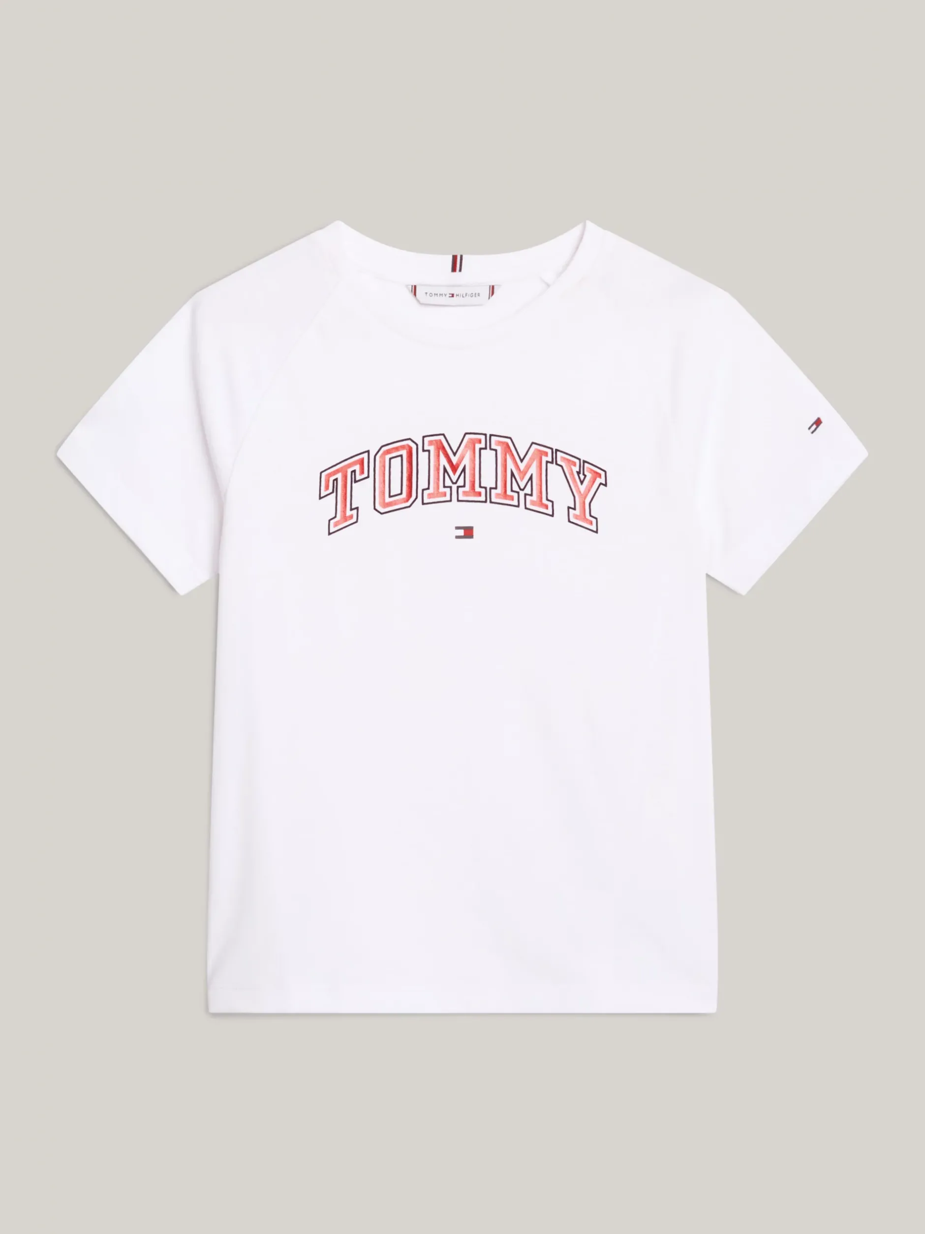 Topy I T-Shirty*Tommy Hilfiger T-shirt Z Foliowym Logo W Stylu Varsity WHITE