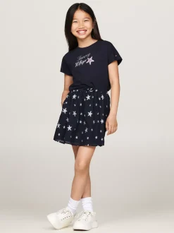 Topy I T-Shirty*Tommy Hilfiger T-shirt Z Gwiazdą Z Cekinów I Kaligrafowanym Logo DESERT SKY