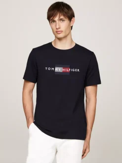 T-Shirty*Tommy Hilfiger T-shirt Z Haftem Z Flagą Hilfiger DESERT SKY