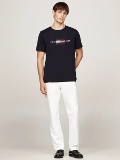 T-Shirty*Tommy Hilfiger T-shirt Z Haftem Z Flagą Hilfiger DESERT SKY
