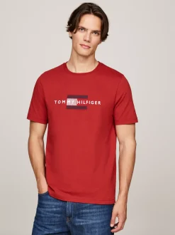 T-Shirty*Tommy Hilfiger T-shirt Z Haftem Z Flagą Hilfiger DARK MAGMA