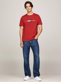 T-Shirty*Tommy Hilfiger T-shirt Z Haftem Z Flagą Hilfiger DARK MAGMA