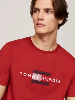 T-Shirty*Tommy Hilfiger T-shirt Z Haftem Z Flagą Hilfiger DARK MAGMA