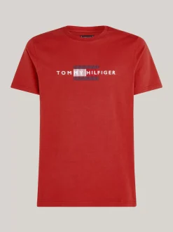 T-Shirty*Tommy Hilfiger T-shirt Z Haftem Z Flagą Hilfiger DARK MAGMA