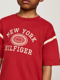T-Shirty I Koszulki Polo*Tommy Hilfiger T-shirt Z Haftem Z Logo Hilfiger DARK MAGMA