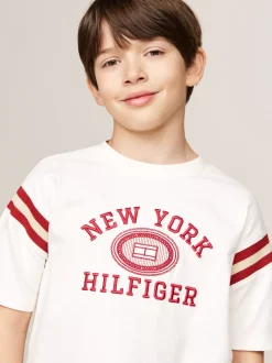 T-Shirty I Koszulki Polo*Tommy Hilfiger T-shirt Z Haftem Z Logo Hilfiger ANCIENT WHITE