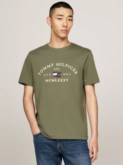 T-Shirty*Tommy Hilfiger T-shirt Z Haftowanym Logo BATTLE GREEN