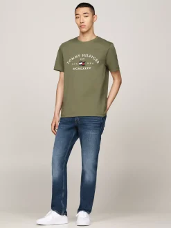 T-Shirty*Tommy Hilfiger T-shirt Z Haftowanym Logo BATTLE GREEN