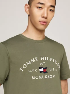 T-Shirty*Tommy Hilfiger T-shirt Z Haftowanym Logo BATTLE GREEN