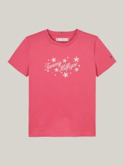 Topy I T-Shirty*Tommy Hilfiger T-shirt Z Kaligrafowanym Logo Tommy HERITAGE PINK