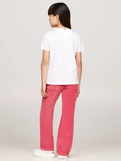 Topy I T-Shirty*Tommy Hilfiger T-shirt Z Kaligrafowanym Logo Tommy WHITE